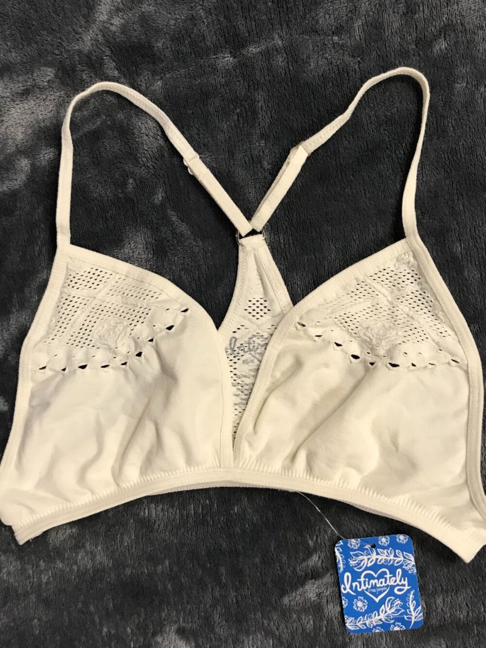 Free People Intimately Bralette XS/S Ivory NWT Floral Openwork Racerback
